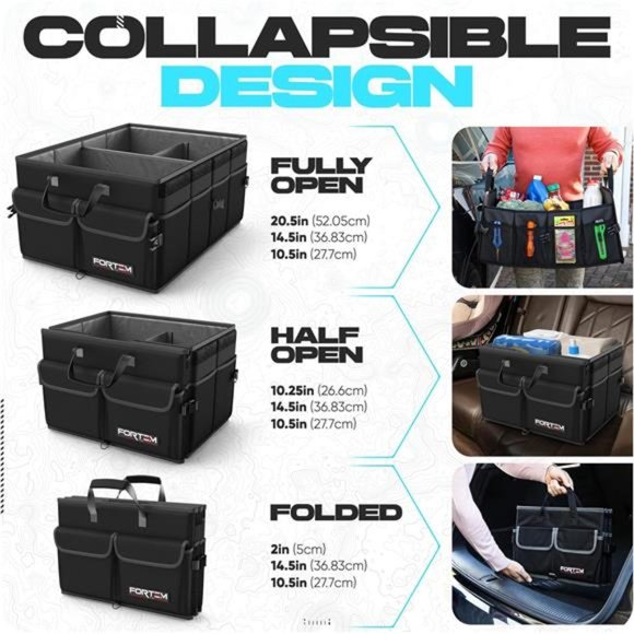 Car Trunk Organizer,Collapsible Multi Compartment SUV Organizer,Foldable Storage - Picture 6 of 14